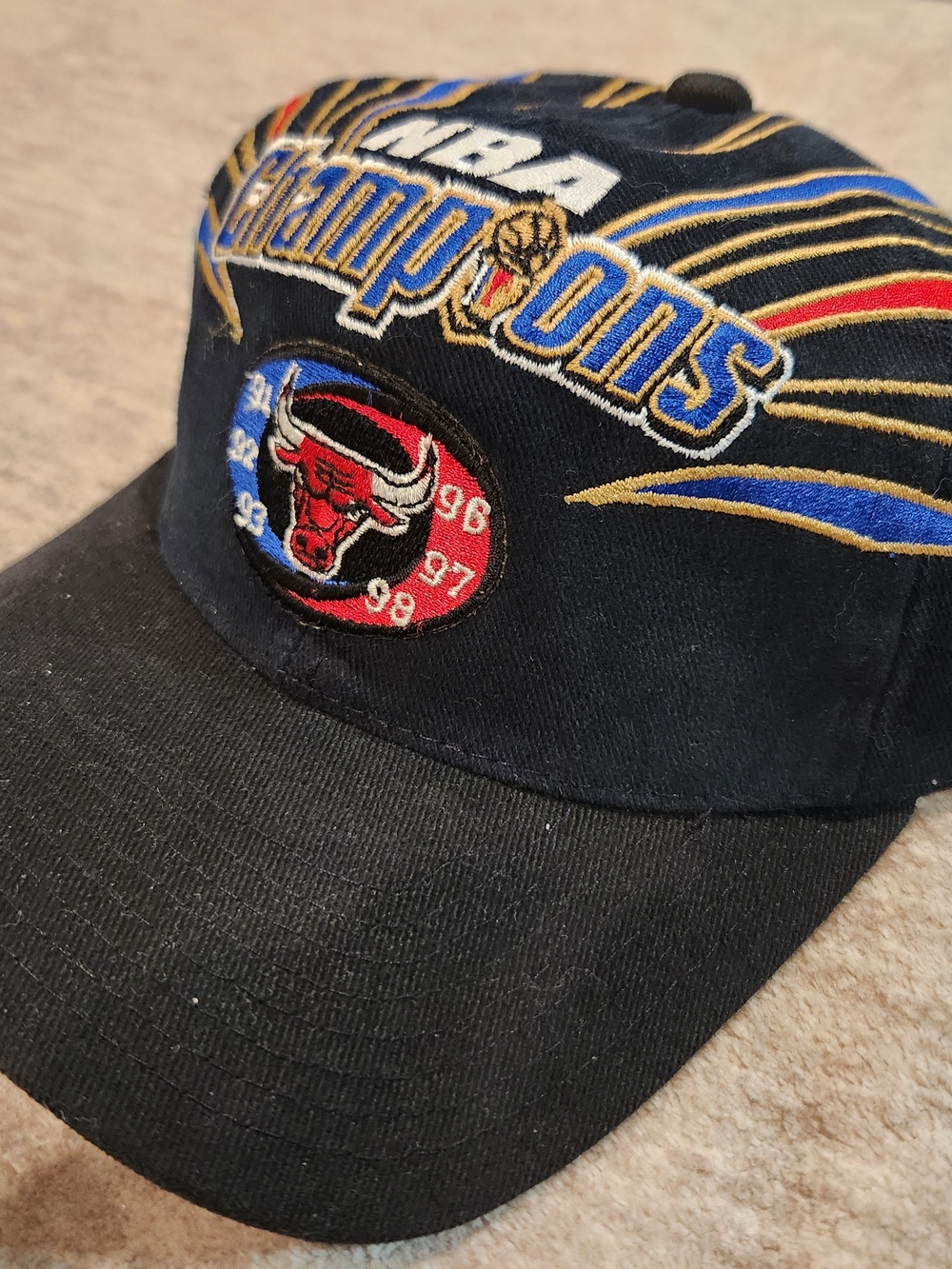 Chicago Bulls Black NBA Champions Embroidered Cap